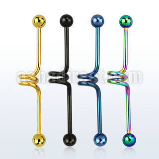 bdct14 barbell industrial espiral acero quirurgico anodizado bolas 5mm distribuidor