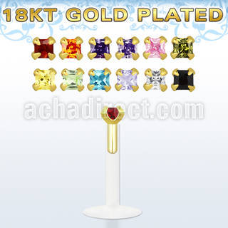bilbqzrg labret bio flexible transparente plata 925 oro 18 kts zirconita cuadrada 2mm venta