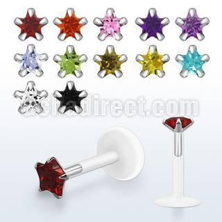 bilbsz labret bio flexible transparente zirconita cuadrada 3mm estrella venta