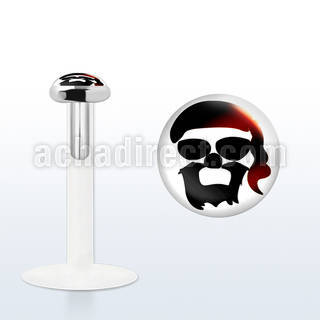 bilg7 labret bio flexible transparente plata esterlina presion 3mm logo cabeza pirata distribuidor