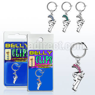 blcp358 piercing falso clip ombligo pistola cristal 1 pieza mayorista
