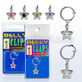 blcp398 piercing falso clip ombligo estrella unico cristal centro 1 pieza al por mayor