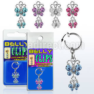 blcp3 fake belly clip with dangling butterfly in blister pack