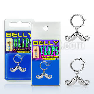 blcp519 clip ombligo falso bigote feliz colgado rodio 1 pieza al por mayor
