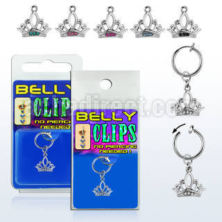 blcp649 piercing falso clip ombligo corona cristal 1 pieza venta