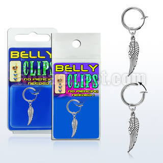 blcp653 piercing falso clip ombligo ala pajaro plata lisa 1 pieza distribuidor