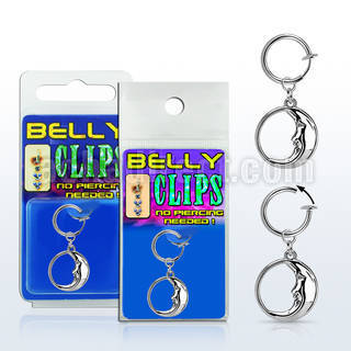 blcp733 piercing falso clip ombligo luna durmiente rodio 1 pieza mayorista