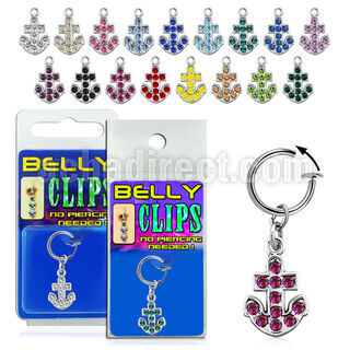 blcpt51 fake belly clip with dangling crystal anchor in package