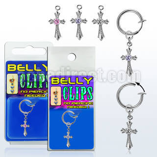 blcpz379 piercing falso clip ombligo cruz estilo vintage zirconia redonda centro 1 pieza venta