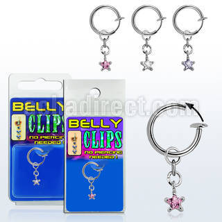 blcpz585 piercing falso clip ombligo zirconia estrella 1 pieza venta