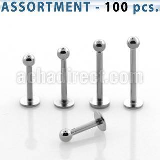 blk03b surtido piercings 100 labrets acero quirurgico bola 2 5mm al por mayor