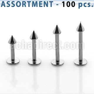 blk04b surtido piercings 100 labrets acero quirurgico cono 2 5mm al por mayor