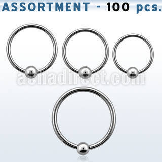blk106 surtido piercings 100 aros bola presion acero quirurgico bola 3mm 6mm 14mm mayorista