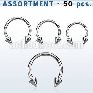 blk110 surtido piercings 50 barbells circulares acero quirurgico conos 5mm al por mayor