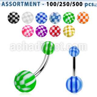 blk135 316l steel belly banana w 5 8 mm acrylic checkered ball