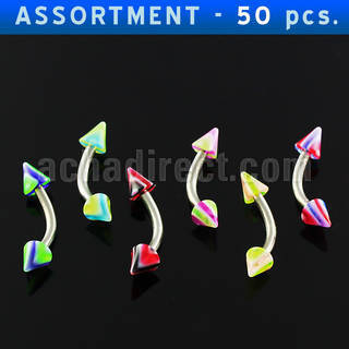 blk150 316l steel eyebrow banana with 3mm acrylic wave cone