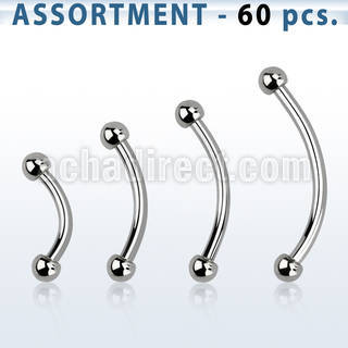 blk18c surtido piercings pack 60 bananas ceja acero quirurgico 1mm bolas 2mm distribuidor