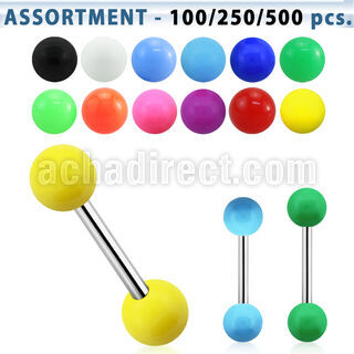 blk190 316l steel tongue barbell with 6mm acrylic ball