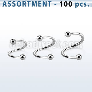 blk219a surtido piercings 100 espirales acero quirurgico bolas 3mm distribuidor mayorista