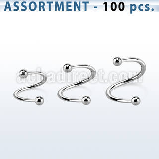 blk219b surtido piercings 100 espirales acero quirurgico bolas 2 5mm distribuidor mayorista