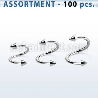 blk220b surtido piercings 100 espirales acero quirurgico conos 2 5mm al por mayor