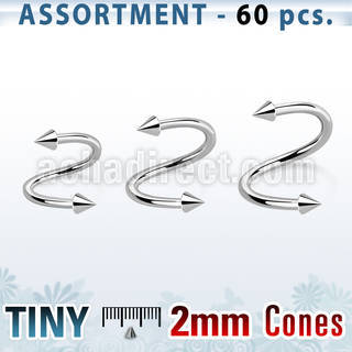 blk220c surtido piercings 60 espirales acero quirurgico 1mm conos 2mm venta