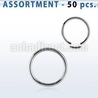 blk221c surtido piercings 50 aros segmento acero quirurgico mayorista