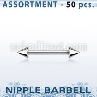 blk230 surtido piercings 50 surtidas barbells pezon acero quirurgico conos 4mm mayorista