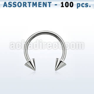 blk23a surtido piercings 100 barbells circulares ceja acero quirurgico conos 3mm mayorista