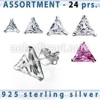 blk260m surtido piercings plata 24 pares piercings oreja plata esterlina 925 zirconia tri al por mayor