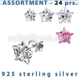 blk261m surtido piercings plata 24 pares piercings oreja plata esterlina 925 zirconia estrella distribuidor