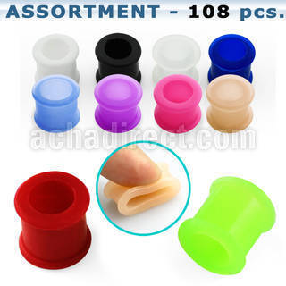 blk287 bulk of silicone flesh tunnels in assorted colors