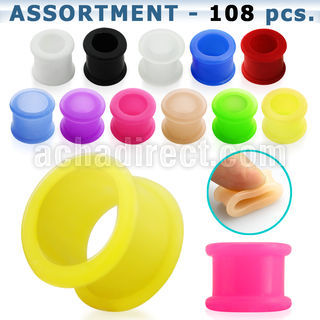 blk287 bulk of silicone flesh tunnels in assorted colors