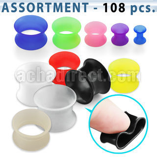 blk296 assortment of ultra thin silicone flesh tunnel