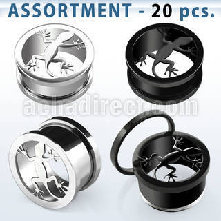 blk313 surtido piercings 24 dilataciones tunel tornillo acero brillo espejo acero anodizado lagarto al por mayor