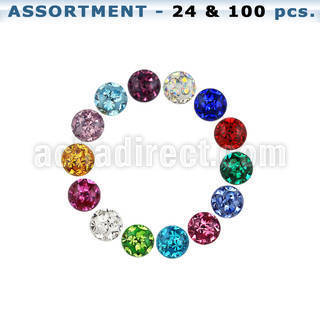 blk314 surtido piercings 24 100 bolas multi cristal 3mm rosca . el precio es tan bajo como 1 43$ por pieza al por mayor