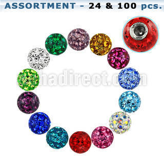 blk316 surtido piercings 24 100 bolas multi cristal 4mm rosca . el precio es tan bajo como 1 34$ por pieza distribuidor mayorista