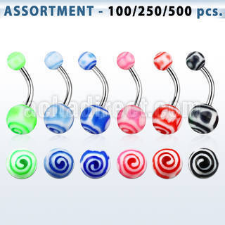 blk332 surtido piercings surtido piercings ombligo acero quirurgico bolas acrilico uv patron remolino 5 8mm 10mm venta