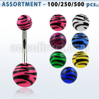 blk337 surtido piercings surtido piercings ombligo acero quirurgico bolas rayas cebra 5 8mm 10mm venta