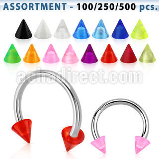 blk351 316l steel circular barbell with 3mm acrylic uv cone