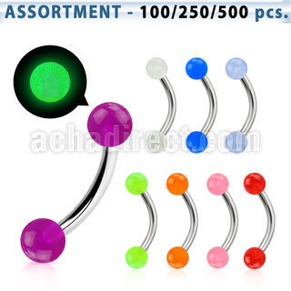 blk359 316l eyebrow banana with 3mm glow in the dark ball