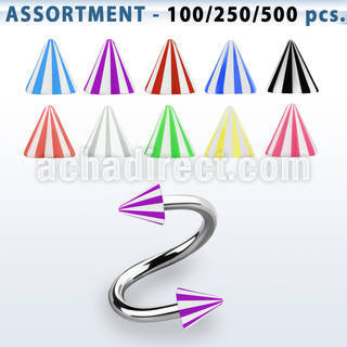 blk376 surtido piercings surtido espirales ceja acero quirurgico conos acrilicos sombrilla playa 3mm 8mm al por mayor