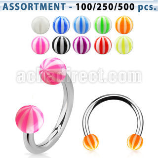 blk377 316l circular barbell with 3mm acrylic beach ball