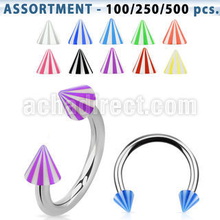 blk378 316l steel circular barbell with 3mm acrylic beach cone