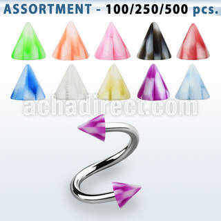 blk382 surtido piercings surtido espirales ceja acero quirurgico conos acrilicos cuadros 3mm 8mm venta