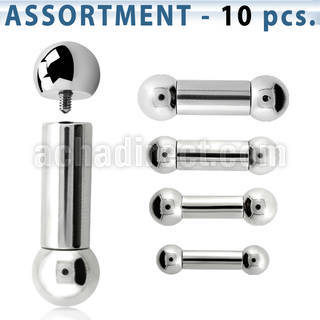 blk388 surtido piercings 10 barbell lengua con mas acero 316l brillo espejo bolas rosca interna al por mayor