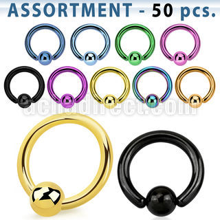 blk403 top pvd plated 316l ball closure ring with 4mm ball