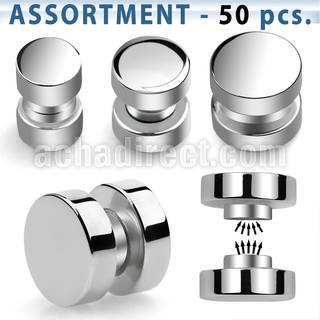 blk411 surtido piercings 50 plugs falsos magneticos acero quirurgico brillo espejo anillos goma distribuidor