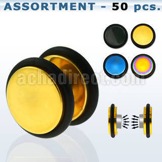 blk412 surtido piercings 50 plugs falsos magneticos acero anodizado anillos goma distribuidor mayorista