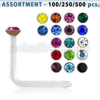 blk422 surtido piercings surtido piercing nariz l acrilico transparente cristal redondo 2mm distribuidor